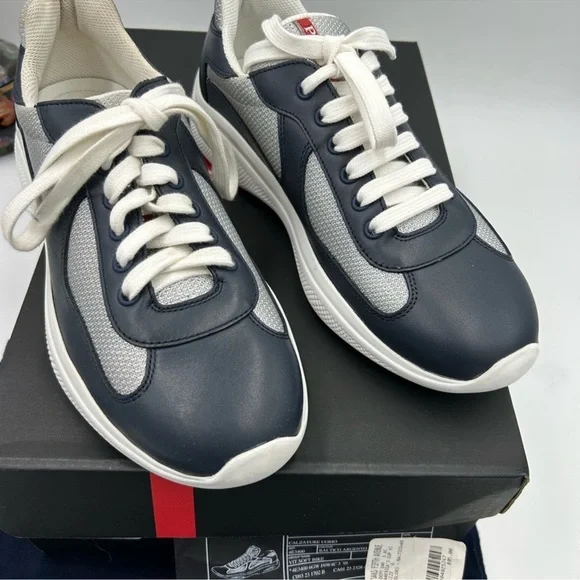 Men’s Prada America’s cup blue/silver sneakers size 6 fit seven US made in Italy - Picture 5 of 14